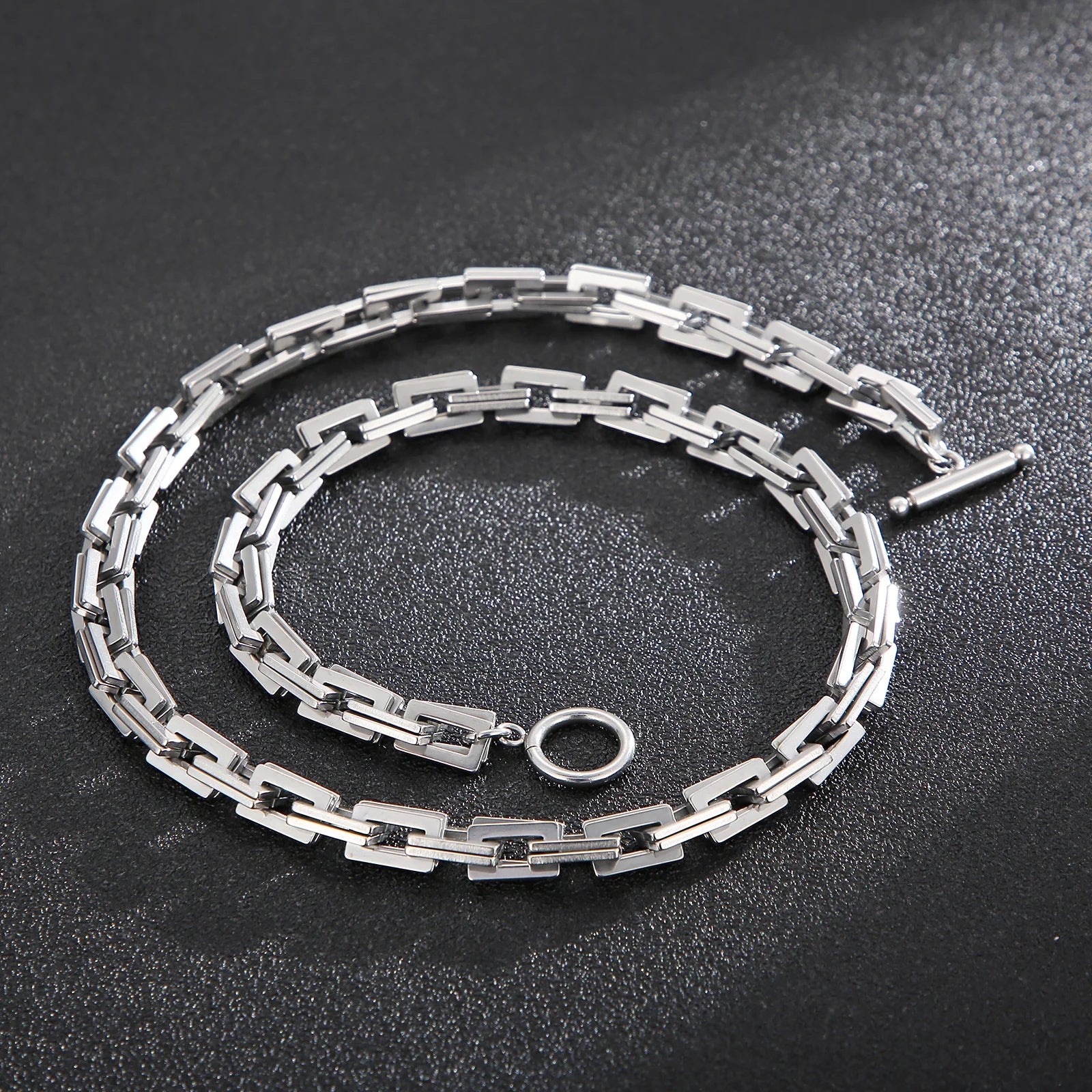 7mm Stainless Steel Chain Blade Link Chains Chokers Necklace For Mens Jewelry Silver Plated Solid Metal Fashion Jewelry