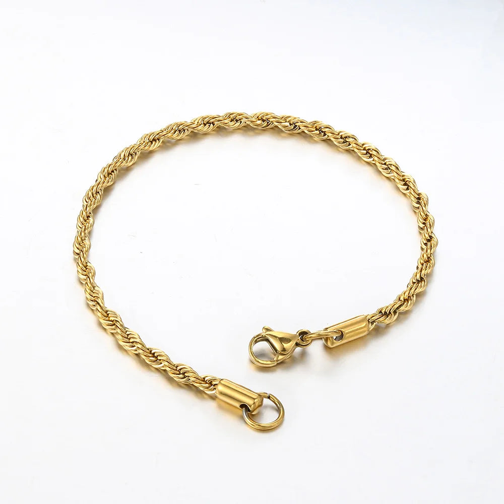 Rope Chain Bracelet 3-4mm — Stainless Steel