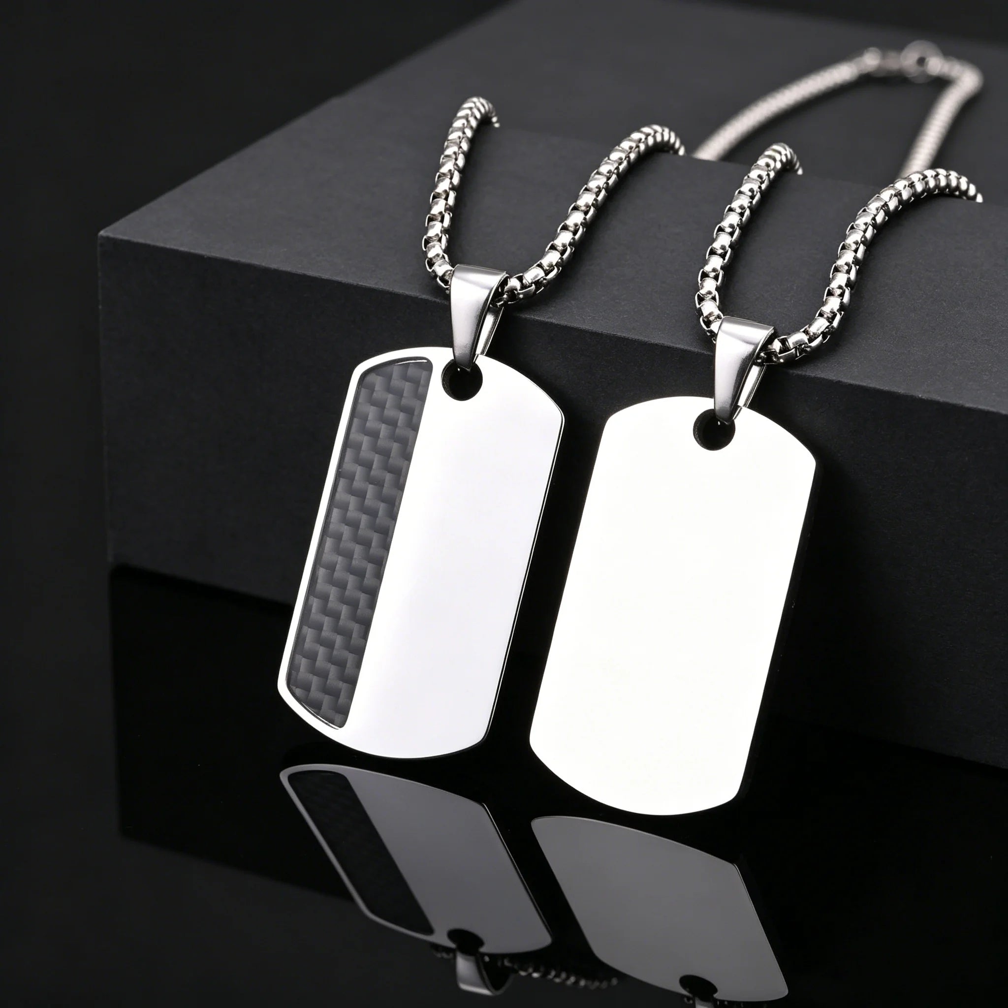 Men's Stylish Dog Tag Pendant Necklace, Stainless Steel Geometric Dog Tag Necklace, Fashion Casual Jewelry Gifts for
