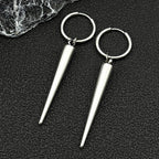 Gothic Silver Color Rivet Drop Earrings for Women Men Punk Hip Hop Metal Geometric Cone Pendant Earrings Y2K Party