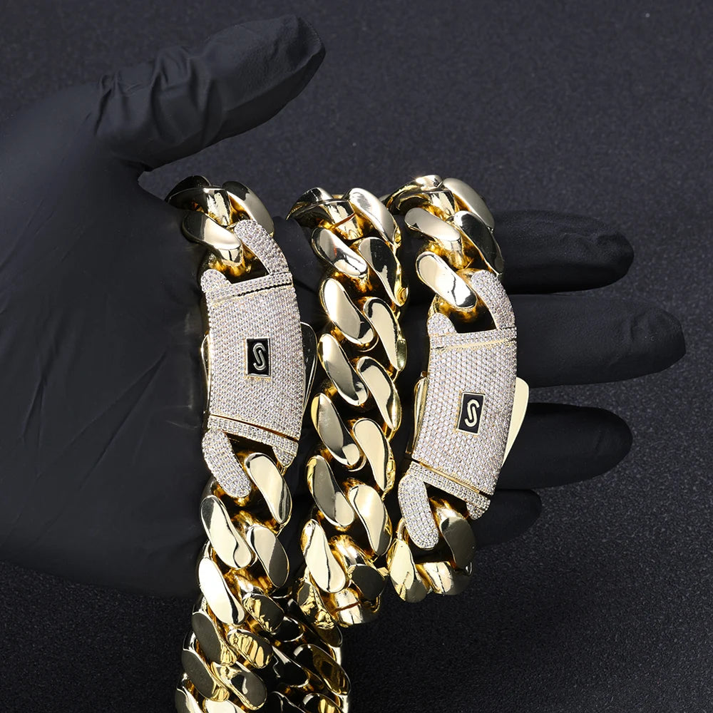 Cuban Chain Gold Iced Out 12/15/20MM Necklace