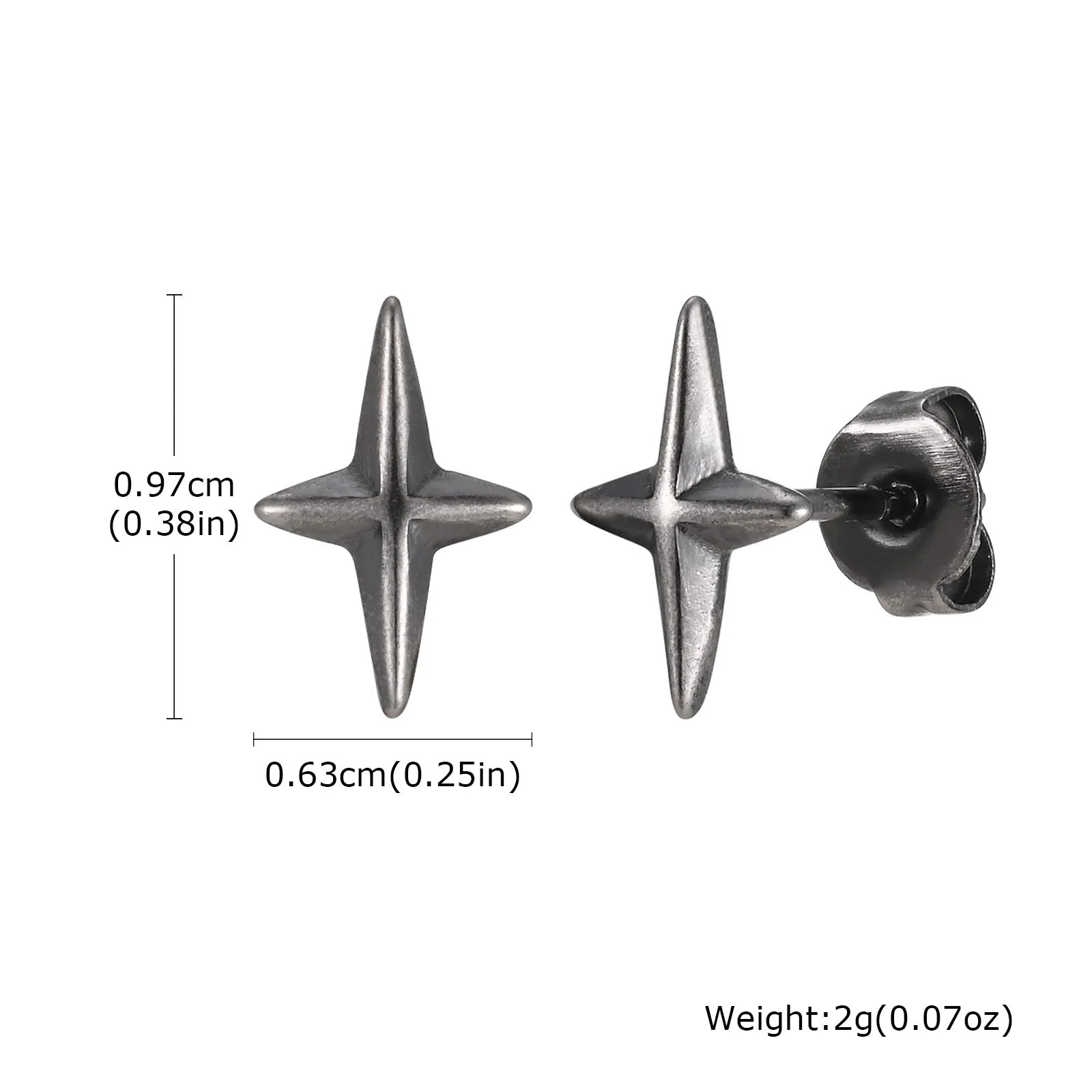 Black Star Stud Earrings — Stainless Steel