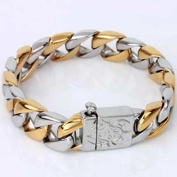 Men's Bracelets Bangles Factory Gold Color Sheep Head Bracelet For Man 316L Stainless Steel On Hand Chain Bands Hiphop