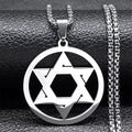 Magen David Star Long Necklace — Steel