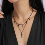 Gothic Black Cross Necklace for Women Men Metal Punk Choker Necklaces Handmade Party Jewelry Accessories