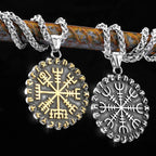 316L Stainless Steel Viking Odin's Symbol of Norse Runic Pendant Necklace Viking Rune Vegvisir Compass Amulet Pendants