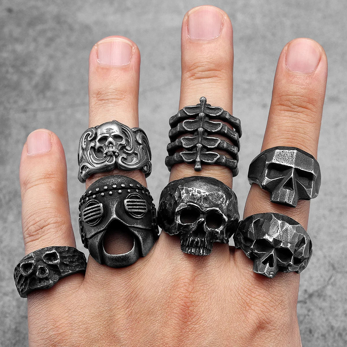 Geometric Skull Ring — Stainless Steel