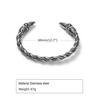 Norse Viking Viking Cuff Bangle Bracelets for Men Boyfriend, Retro Silver Color Stainless Steel Twisted Rope Wristband