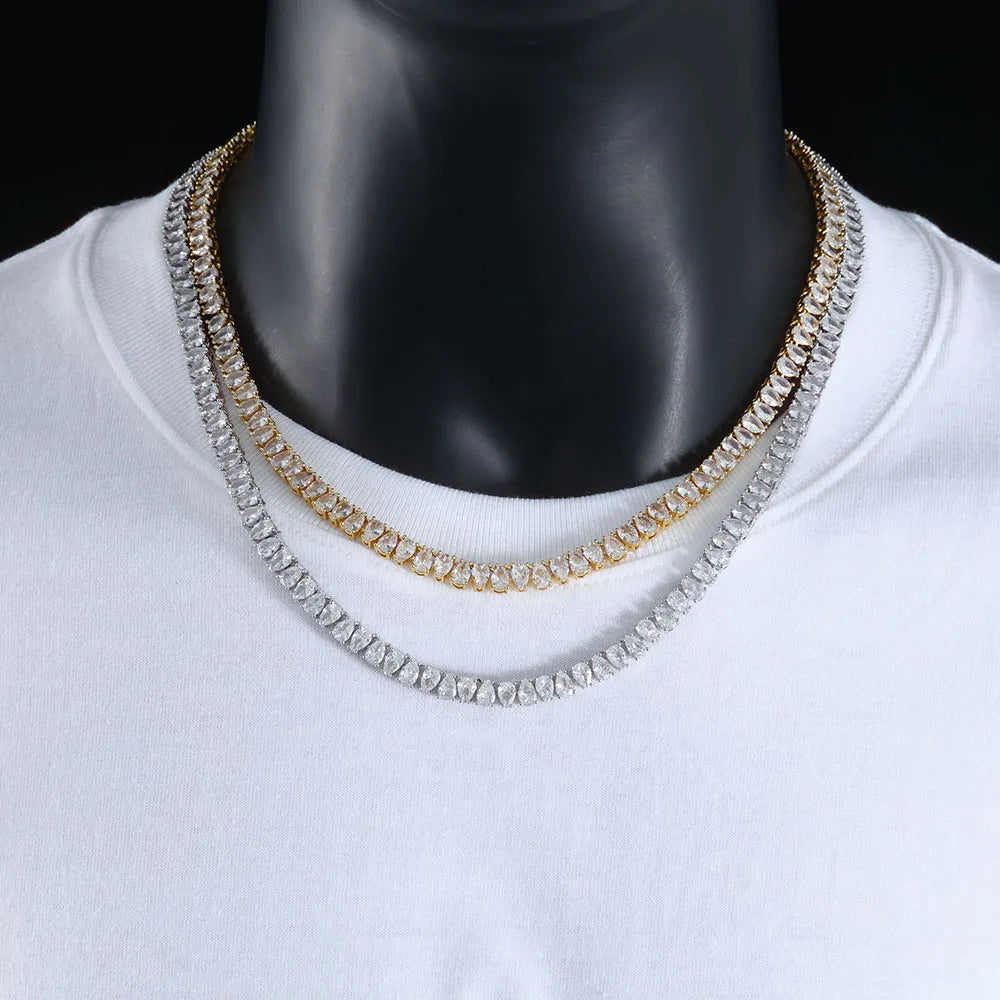 Silver Tennis Chain Necklace Teardrop CZ