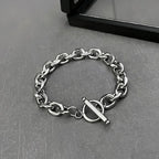 Simple Stainless Steel Men Bracelet INS Silver Color OT Buckle O-Circle Chain Bracelet Fashion Women Jewelry Fashion