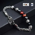 Tiger Eye Beaded Bracelet — Stainless Steel