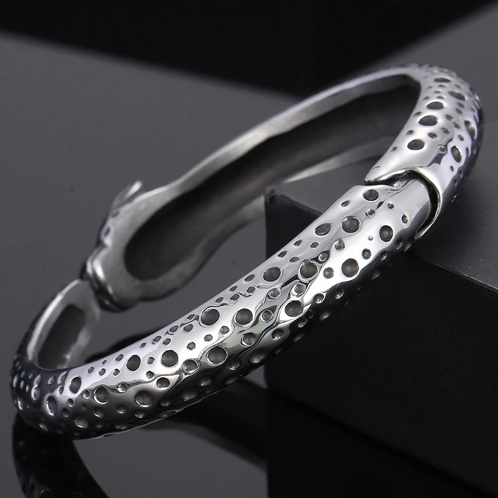 Men's 316l Stainless Steel Leopard Open Bangle Punk Gothic Animal Cuff Bracelet for Man Hip Hop Jewelry Cool Gifts for