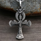 Vintage Ankh Cross Necklace Unisex 316L Stainless Steel Unique Eye Of Horus Amulet Pendant Egyptian Jewelry Gifts