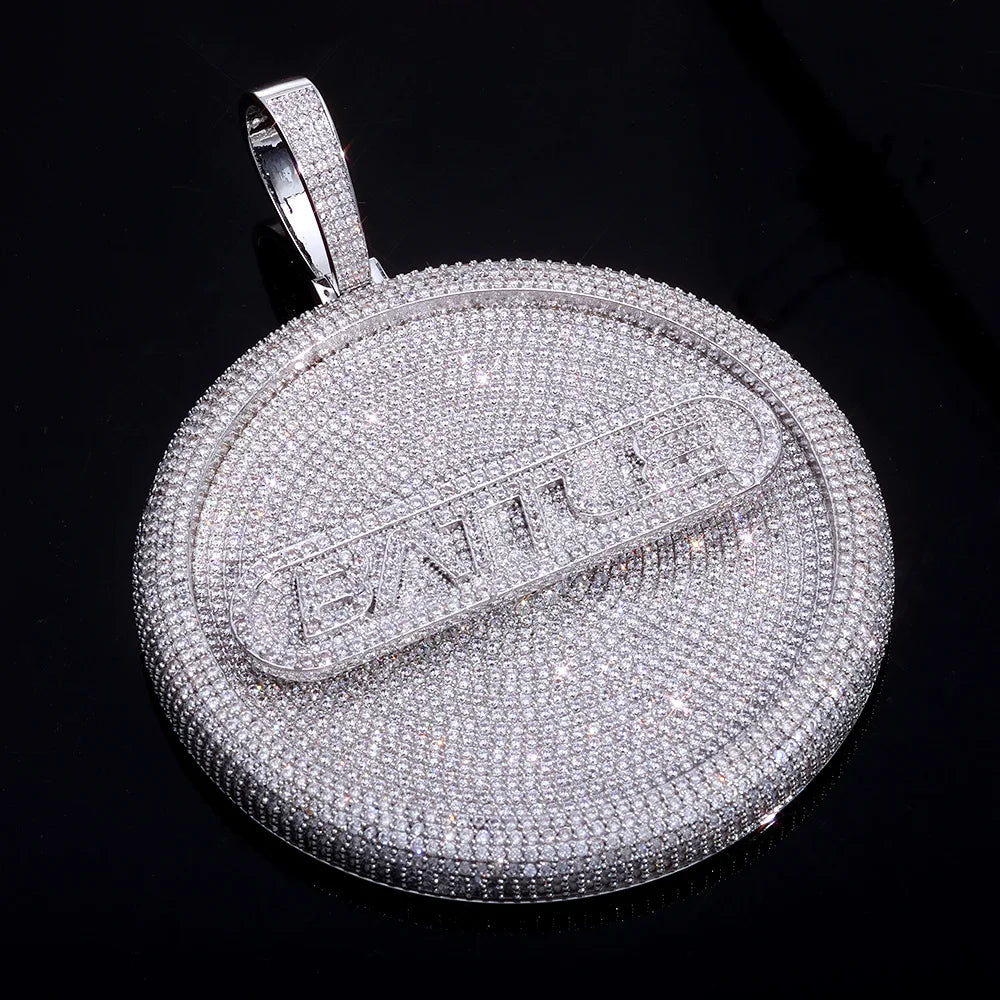 Iced Out Letter Pendant Necklace Round 8CM