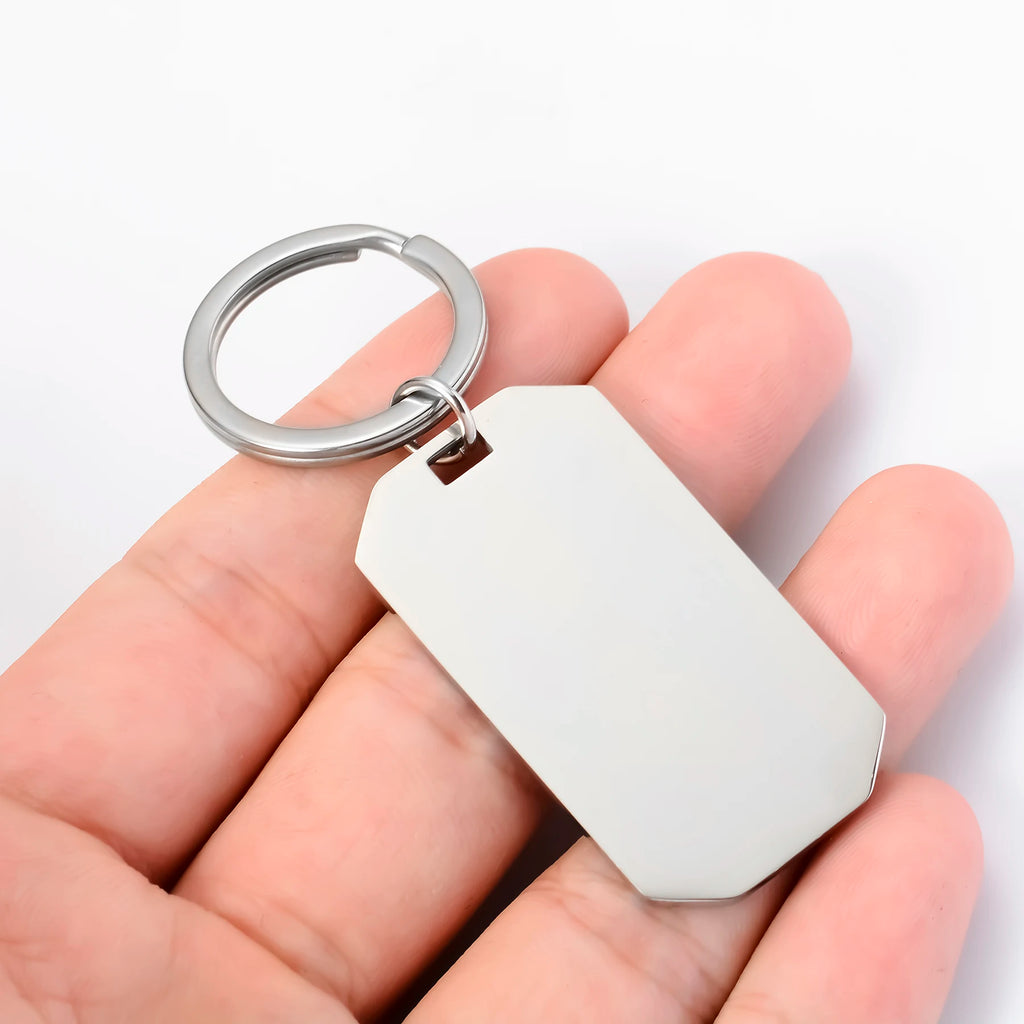 10pcs New Keychain Blank Mirror Polishing Stainless Steel ID Dog Tag Waterproof Jewelry DIY Custom Keyring for Women Men