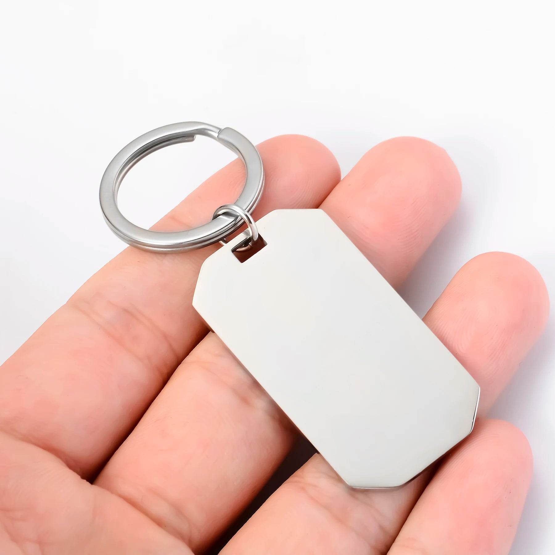 10pcs New Keychain Blank Mirror Polishing Stainless Steel ID Dog Tag Waterproof Jewelry DIY Custom Keyring for Women Men