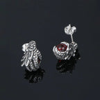 Dragon Black Earrings Punk Claw Black/red Stone