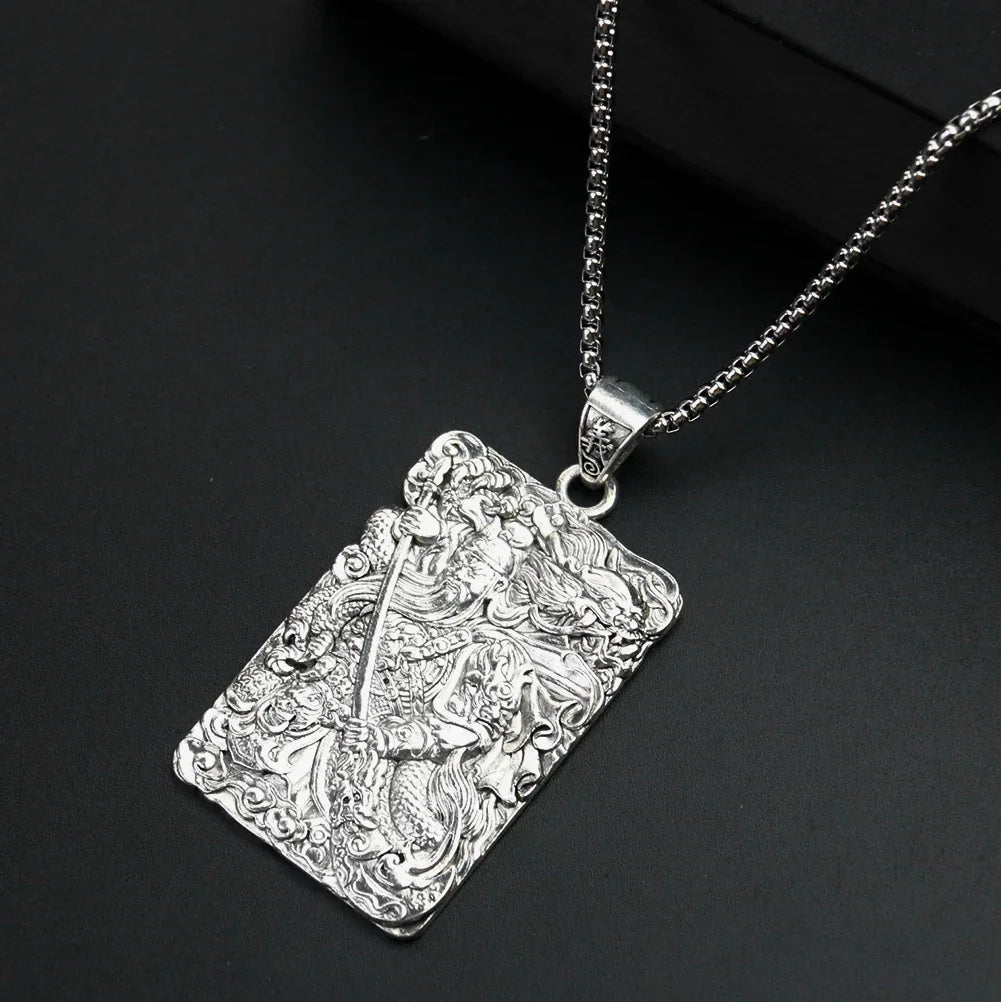 Guan Yu Dog Tag Pendant Necklace — Dragon, Brotherhood