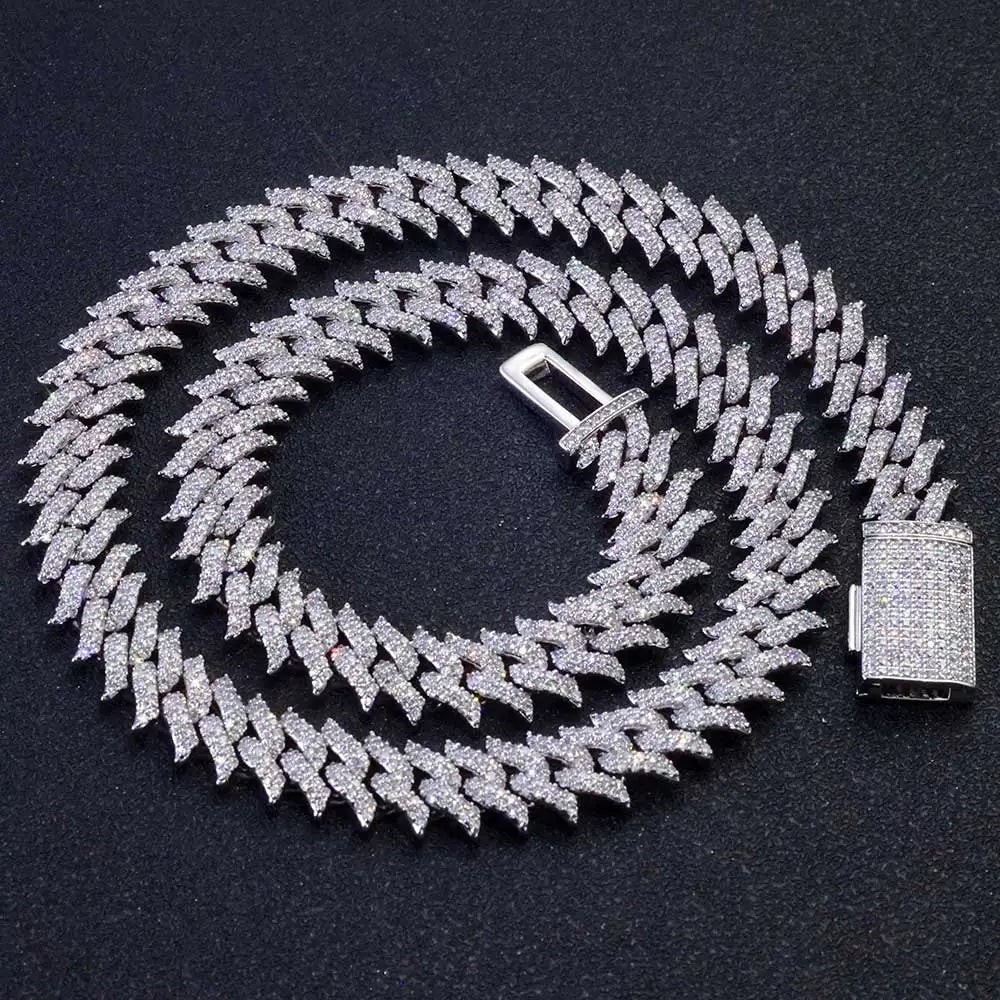 Iced Out Spiked Chain Necklace Stainless Steel