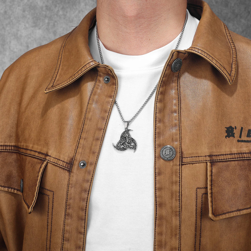 Celtic Knot Viking Carving Men Necklaces Stainless Steel Pendant Chain Women Punk Fashion Jewelry New Accessories Gift