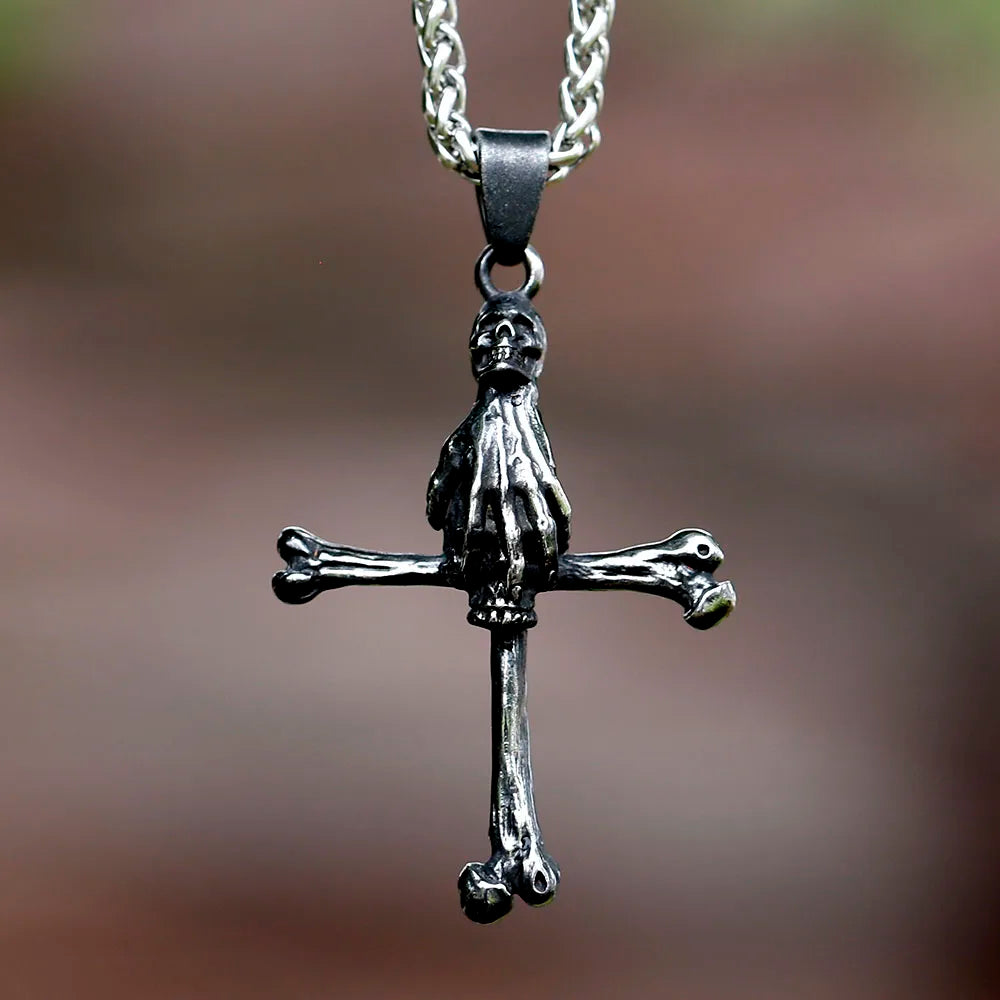 Skull Cross Stainless Steel Pendant Necklace