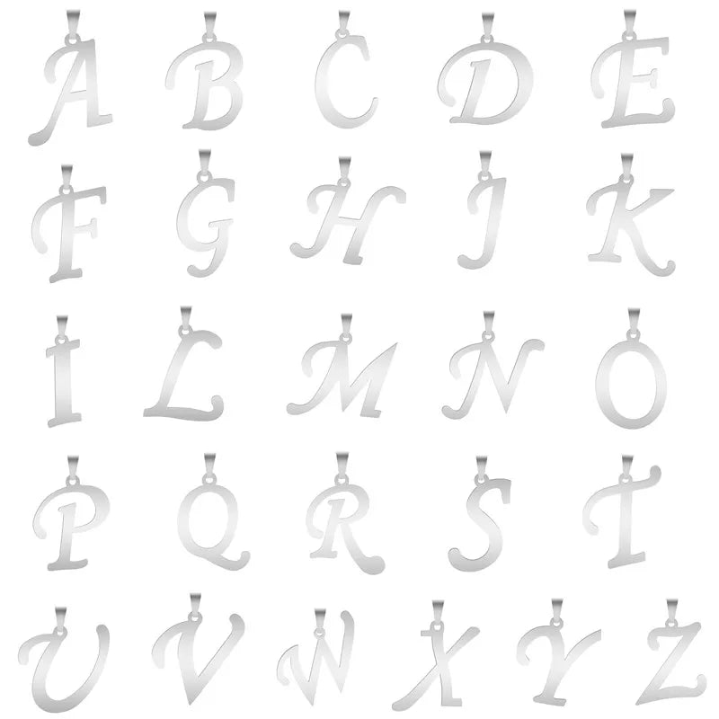 26 Letters Necklace Stainless Steel Initial Necklaces For Women Men Pendant Big Alphabet Chain On The Neck Choker