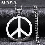 Peace Symbol Stainless Steel Chain Necklaces for Women Unisex Simple Silver Color Necklace Jewelry Women or Men Jewelry