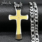 Lord's Prayer Jesus Cross Pendant Necklace — Stainless Steel