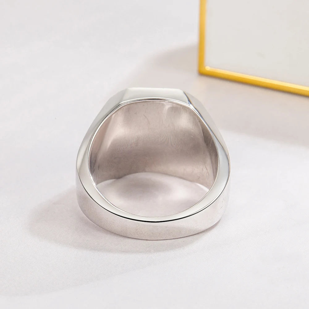 100% 925 Sterling Silver Men Black Onyx Square Agate Signet Ring Woman Index Finger Ring Sizes 6 to 13 Band Boy Jewelry