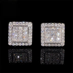925 Sterling Silver  VVS1 D Color Moissanite  Square Stud Earrings for Men Women Screw Ear Stud Fine Jewelry Diamonds Pass Test