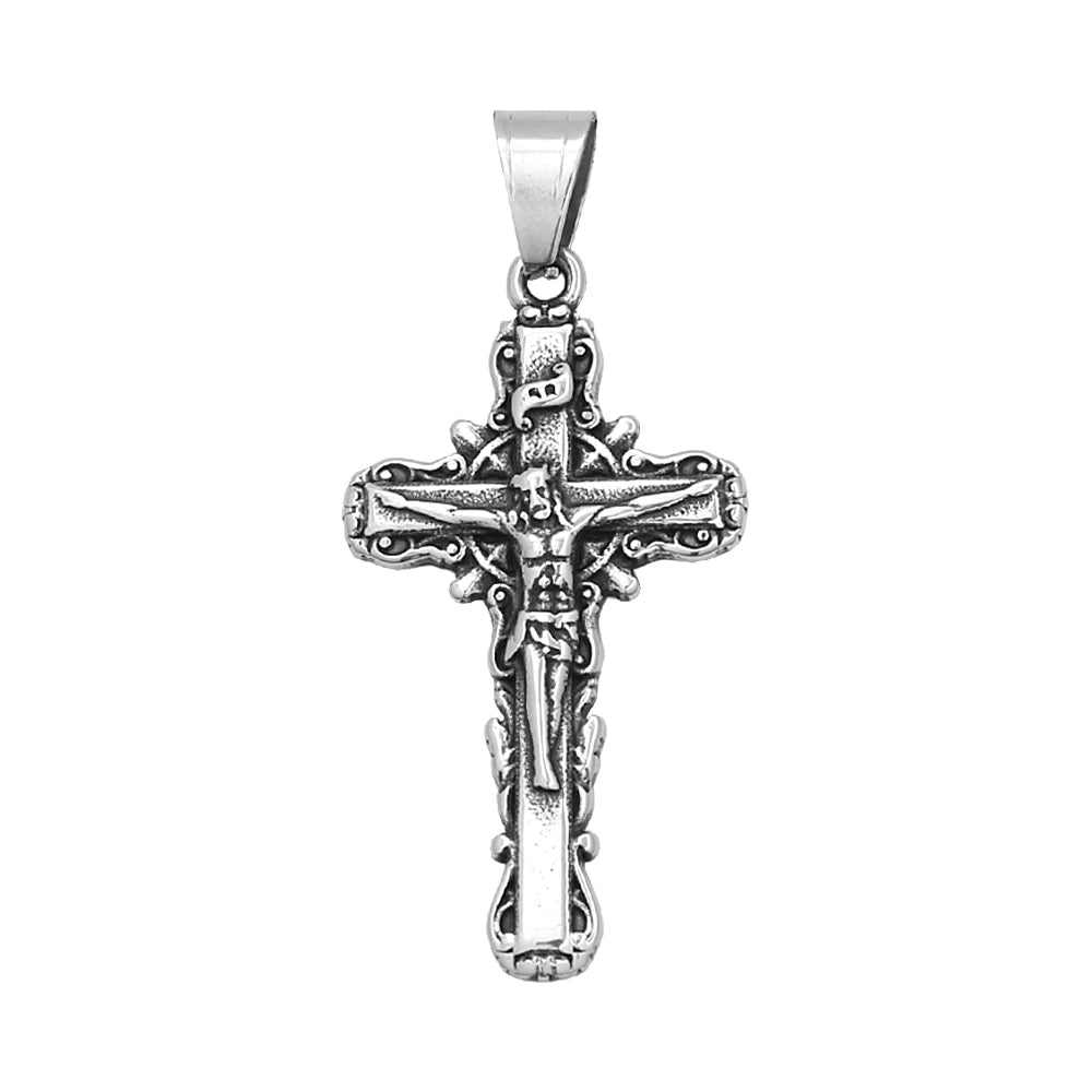 Jesus Cross Stainless Steel Pendant Necklace