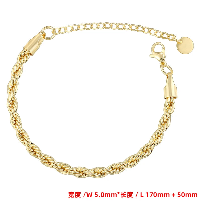Twisted Snake Chain Bracelet — Gold or Silver, Stainless Steel