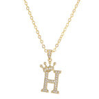 Crown Initial Letter Pendant Necklace — Copper