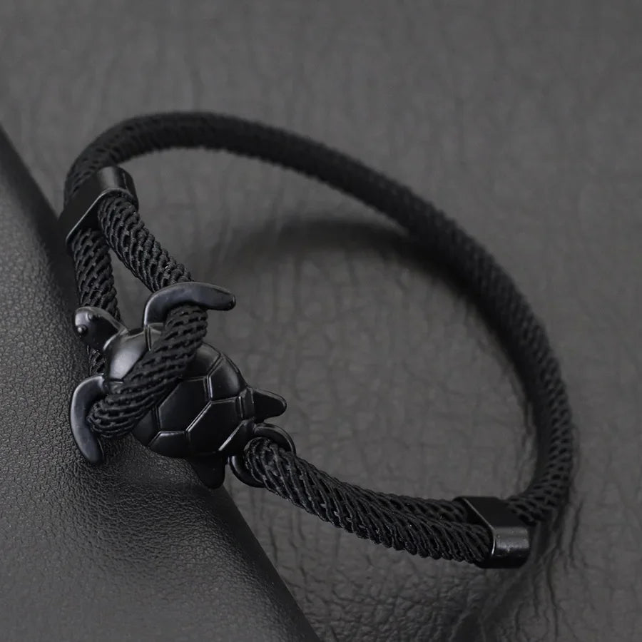 Unique Marine Turtle Rope Bracelet Men Adjustable Easy Hook Multi-Color Option Milan Cord Wristband Beach Homme Jewelry
