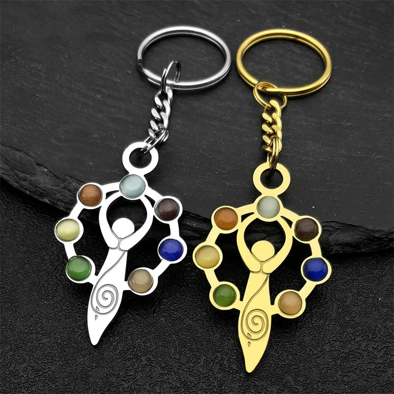 Key Gold Chain Chakra Stone Yoga Reiki Spiritual