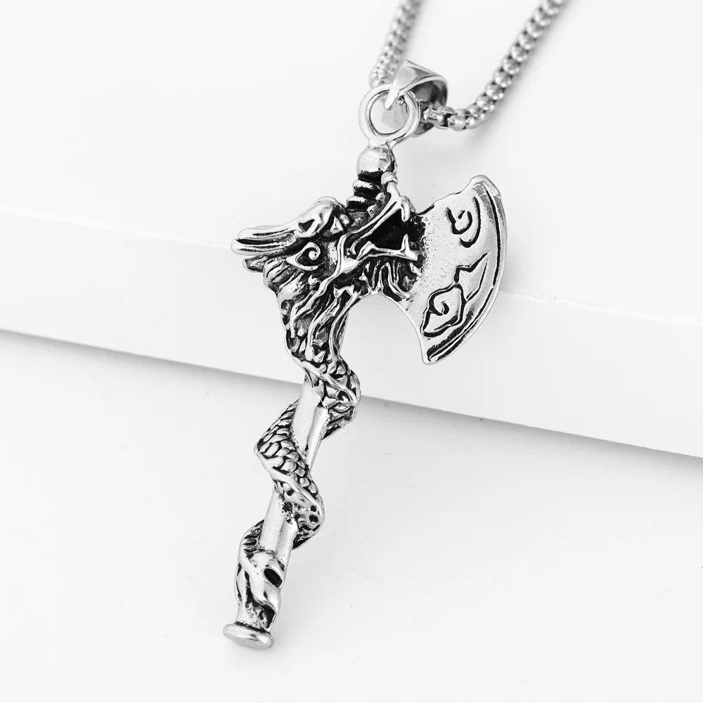 New Punk Retro Nordic Style Viking Tomahawk Titanium Steel Pendant Necklace Charm Men Jewelry Gift Wholesale