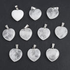 5pc Natural Stone Pendant Heart Clear Quartz Healing Crystals Stone Charms For Jewelry Making DIY Necklaces