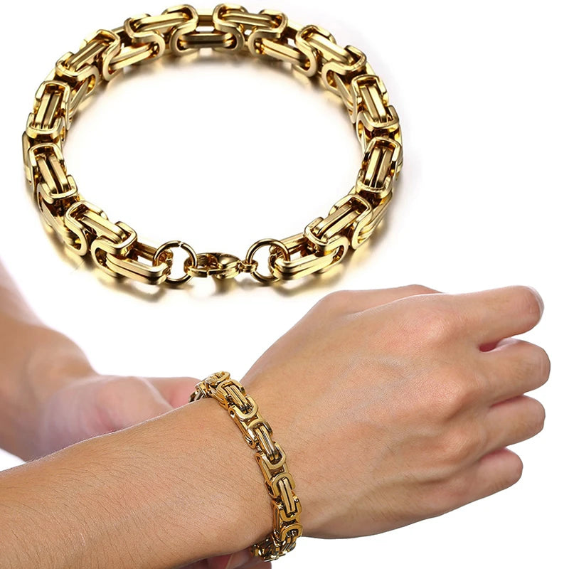 Byzantine Chain Bracelet 8mm — Stainless Steel