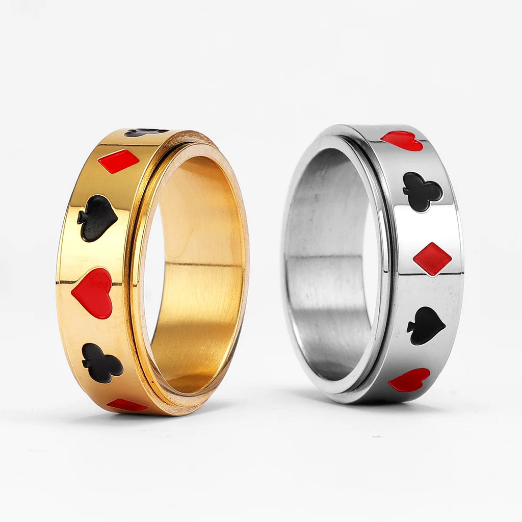 Poker Fidget Spinner Ring — Stainless Steel