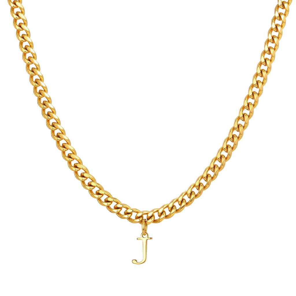 Vnox Men's Thick 5mm Wide Chain 26 Letters Pendant Necklace Punk Hip Hop Gold Color Jewelry On Neck Boys Cool Wear