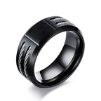 Black Letter Initial Ring — Stainless Steel