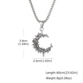 Gothic Thorn Moon Necklace for Men Boys,Vintage Stainless Steel C Shape Pendant Necklace,Birthday Party Jewelry Gift