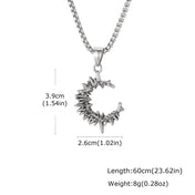 Stainless Steel Gothic Thorn Moon C-Shape Pendant