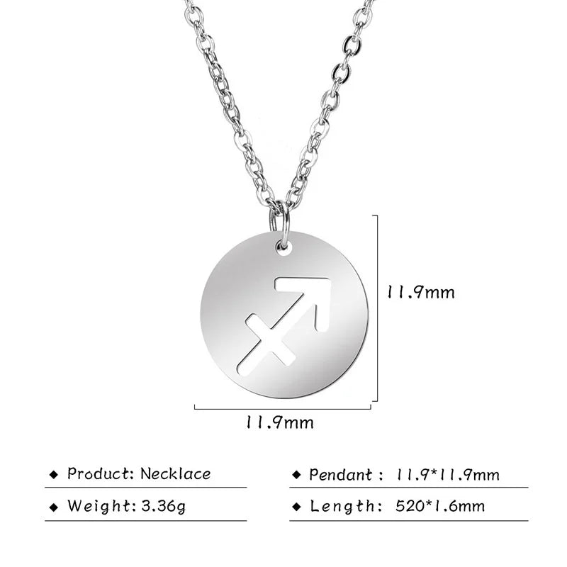 Kkjoy Stainless Steel Star Zodiac Sign Necklaces 12 Constellation Choker Pendants Necklace Aries Libra Leo Collier Birthday Gift