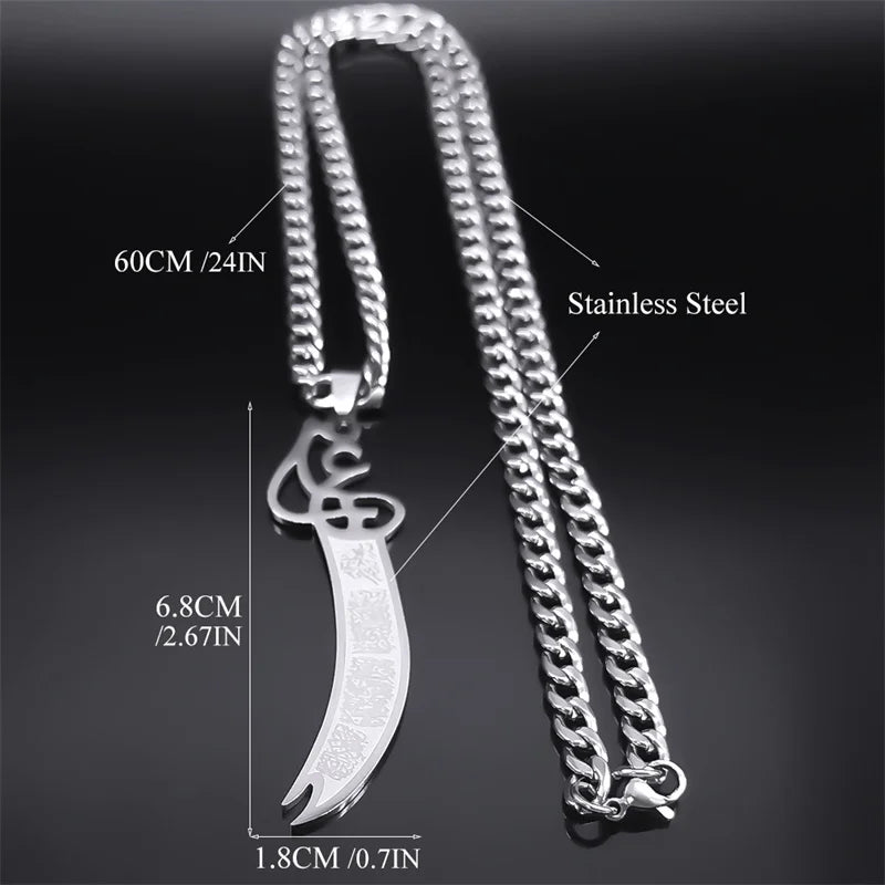 Sword Steel Pendant Islamic Arabic Imam Ali Knife