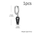 Gothic Coffin Cross Dangle Earrings for Men, Waterproof Stainless Steel Punk Earrings, Unique Fashion Piercing Jewelry Gift