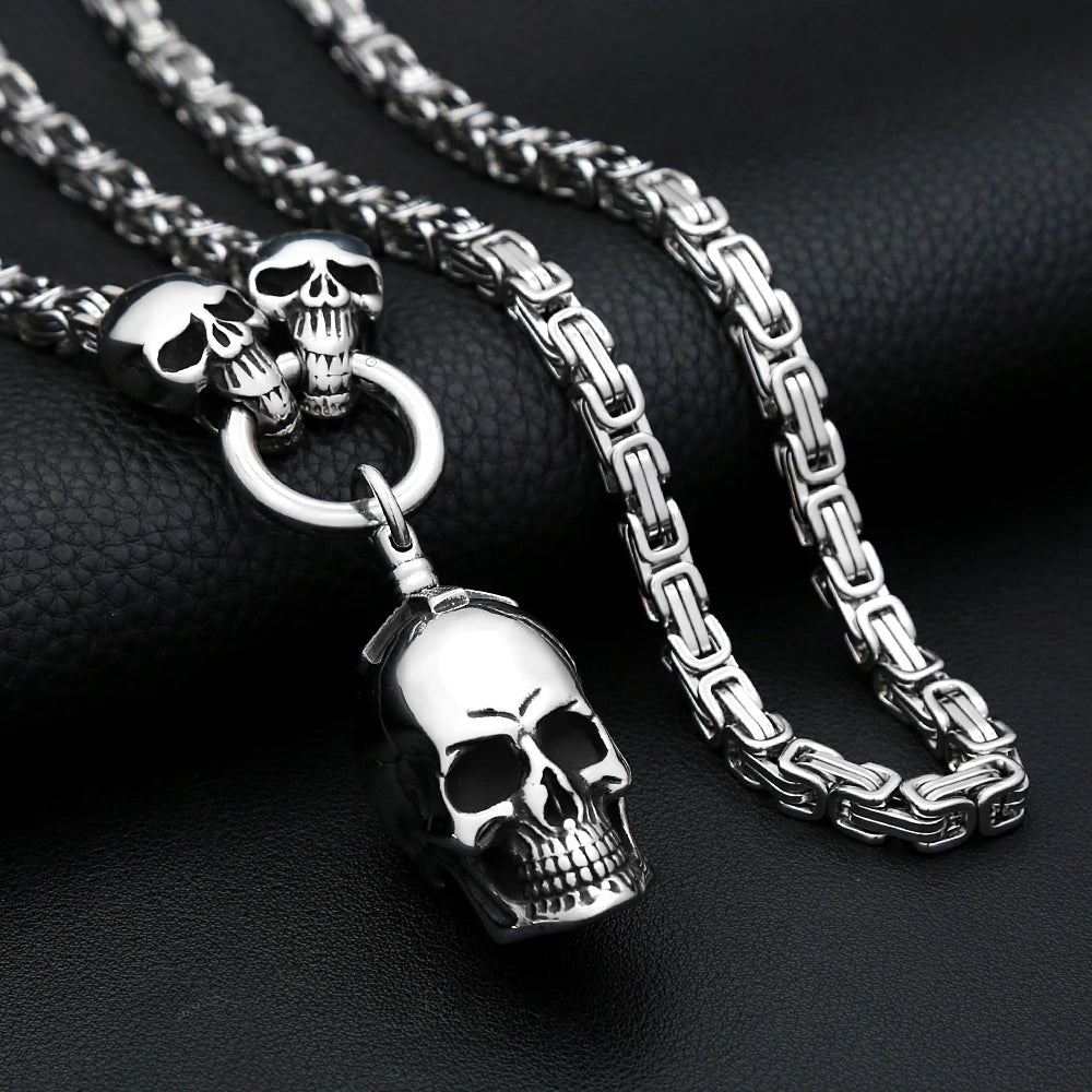 Gothic Skull Steel Pendant Punk Dimensional