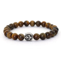 Simple Style Natural Stone Bracelet For Men Stainless Steel Metal Volcanic Rock Tiger Eyes Strand Braclet Perfect Gift Boyfriend