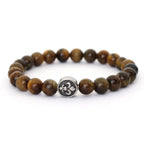 Simple Style Natural Stone Bracelet For Men Stainless Steel Metal Volcanic Rock Tiger Eyes Strand Braclet Perfect Gift Boyfriend