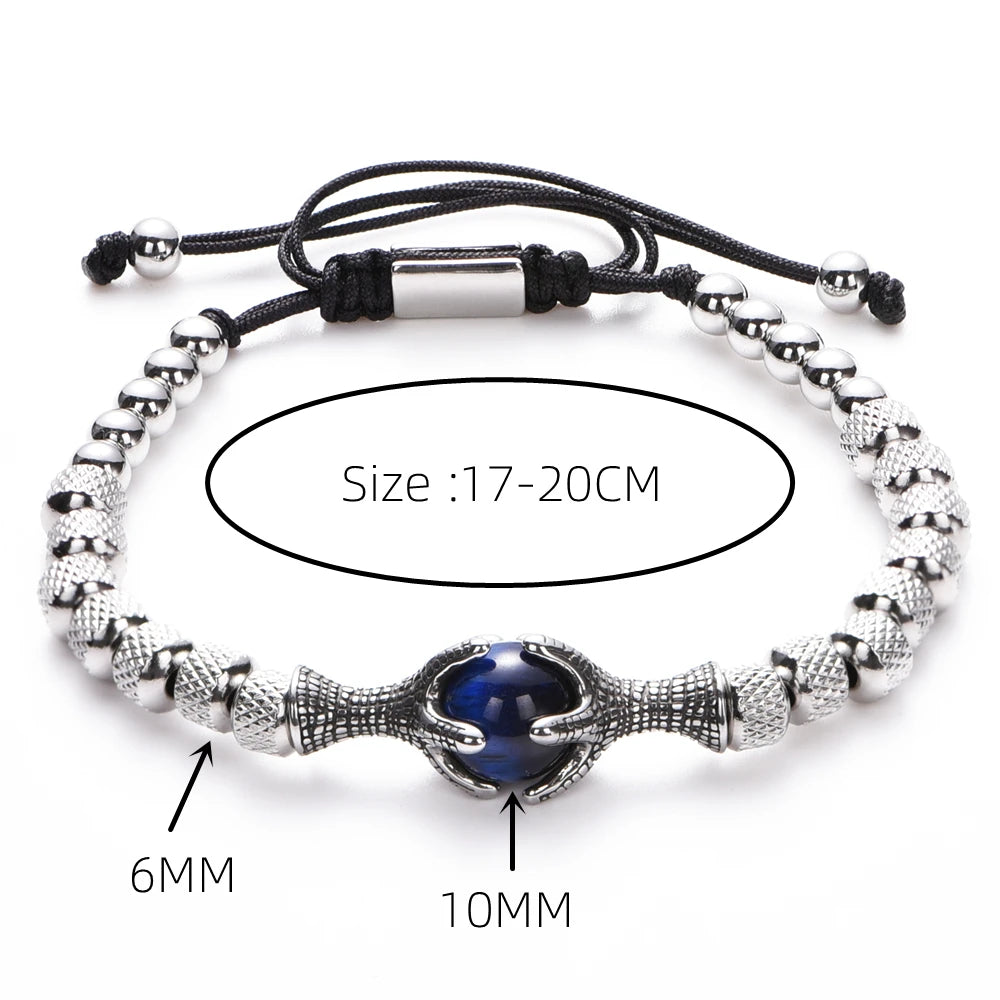 Gothic Eagle & Dragon Claw Beaded Bracelet — Stainless Steel
